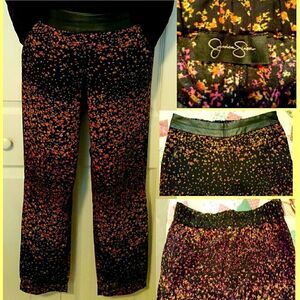 #293 Jessica Simpson Blk Faux Leather Piping Waistband on floral,sze.Small